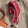 Handmade high-end retro French gemstone silk scarf women's spring and autumn thin cotton and linen small square scarf scarf double-sided scarf