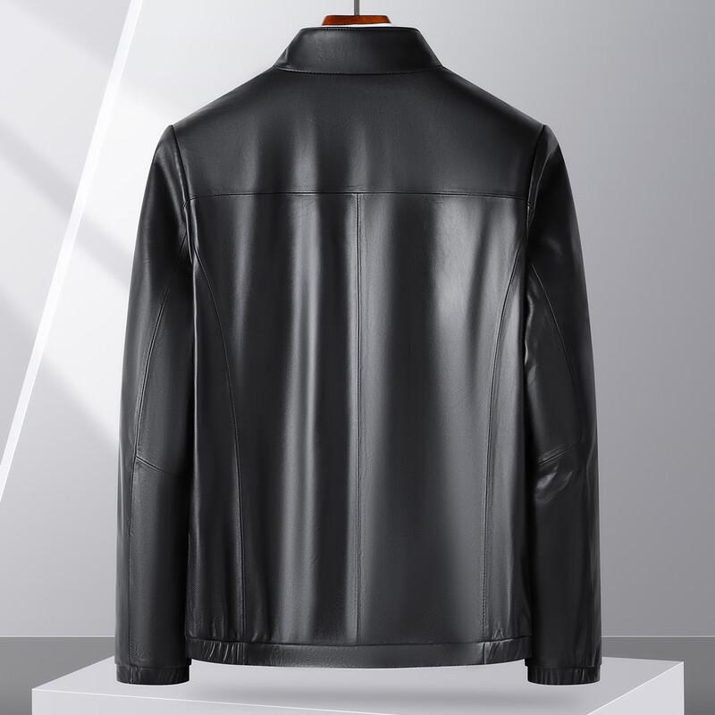 Futing Men's Top-Grain Sheepskin Stand Collar Leather Jacket