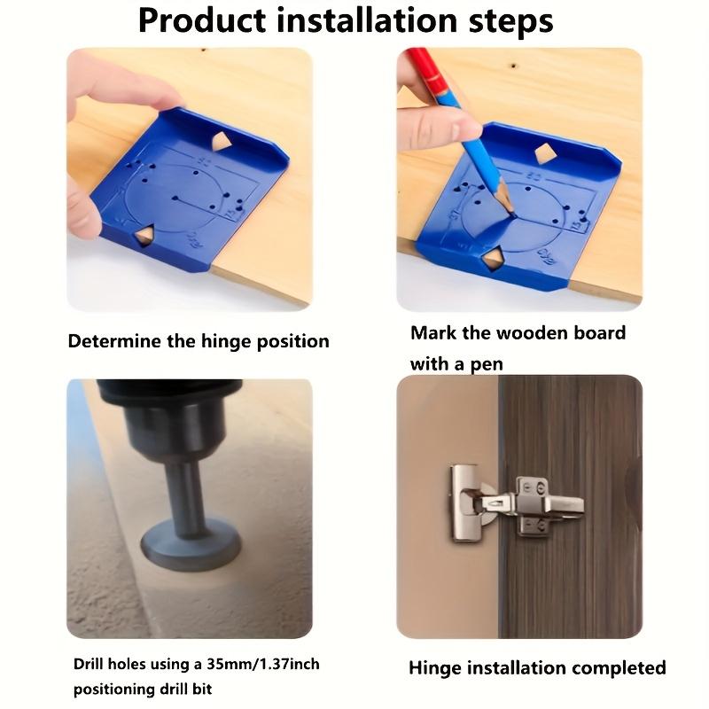 Dual Sided Cabinet Hinge Jig 2pcs for 35mm 40mm Concealed Hinges Precise Hole Positioning Lightweight Portable Drilling Aid