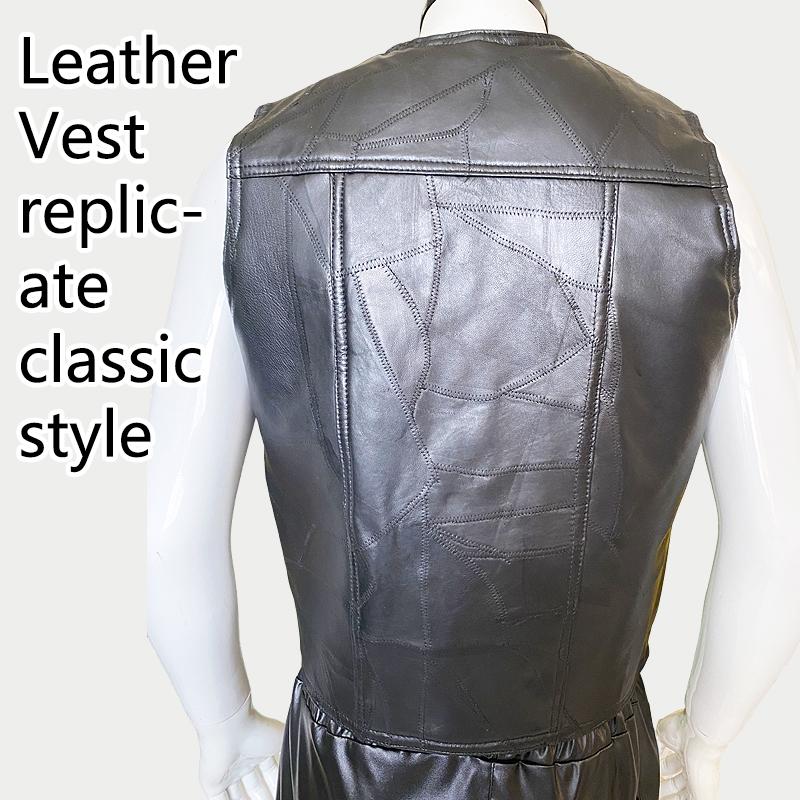 Binding Vest Leather Vest Men's Motorcycle Shoulder Four Season Cycling Clip Classic Embroidered Badge The Optical Board Has No Wiring Attached.