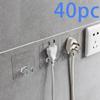 20/40PCS Hak Wtyczka Zasilania Uchwyt Schludny Wieszak PVC Hak Ścienny Mocna Przyczepność Bezszwowy Przezroczysty Wodoodporny Kuchnia Łazienka