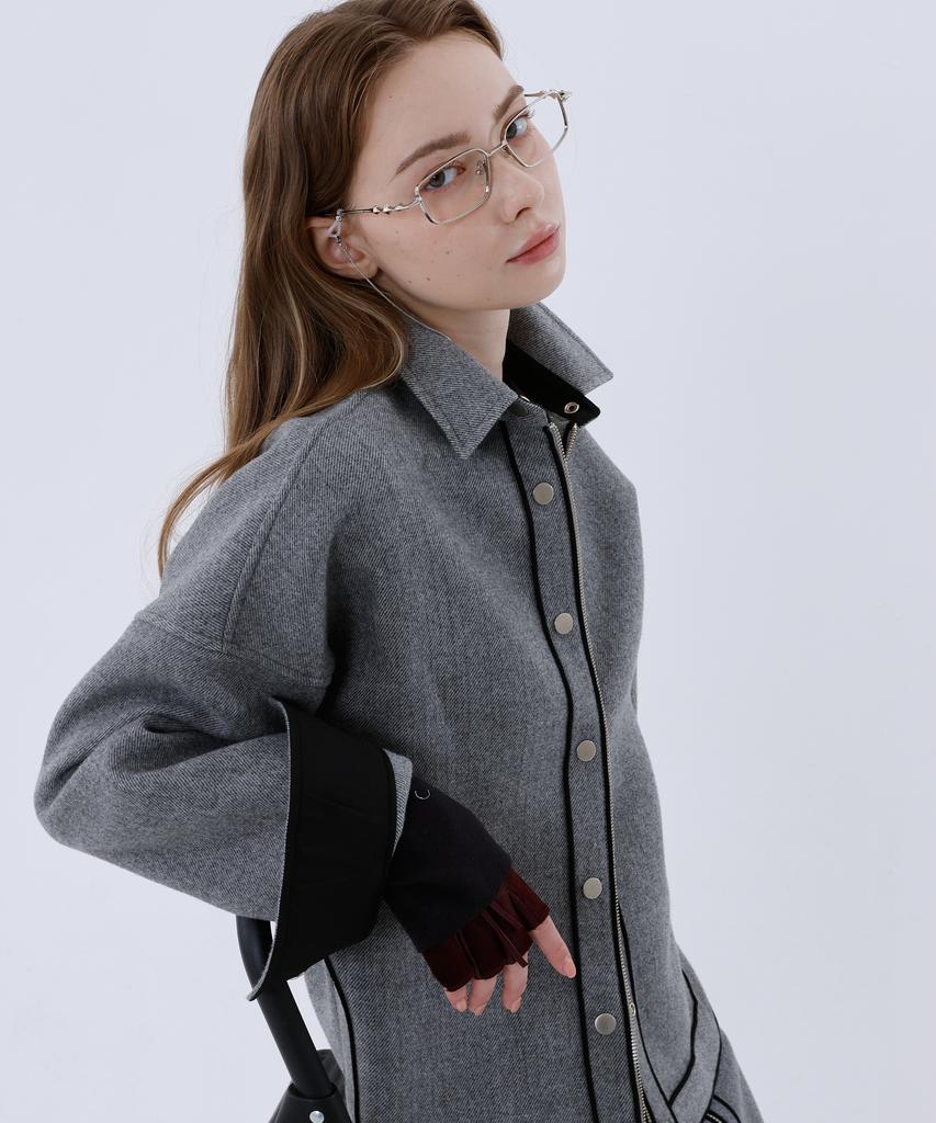 Reventina Wool Blended Midi Skirt_Melange Grey
