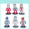 Ultraman Cartoon Character Mini Model Ornament Six Pieces Set For Fans And Giftgiving