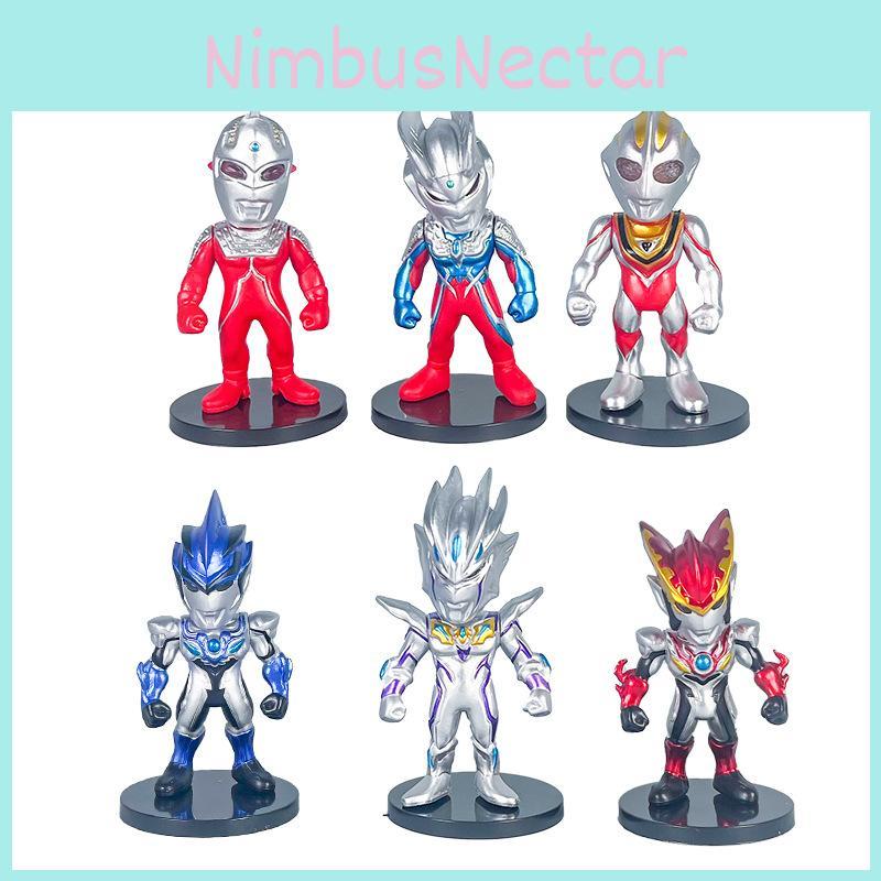 Ultraman Cartoon Character Mini Model Ornament Six Pieces Set For Fans And Giftgiving
