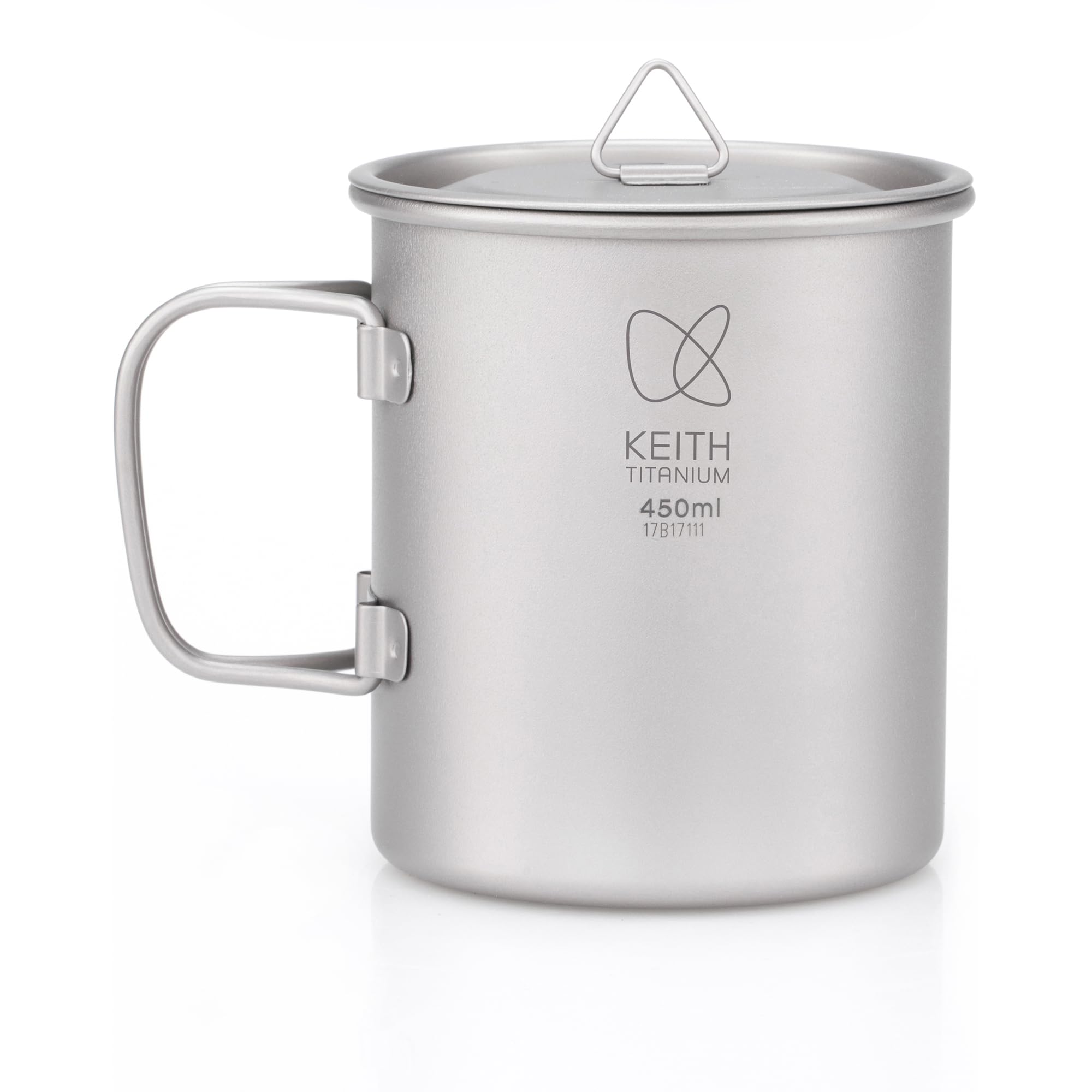 

KEITH Titanium Mug 450ml Ultralight Titanium Suitable for Direct with Lid and Folding for Solo Camping and Outdoor with Storage Bag Cookware, Flame,