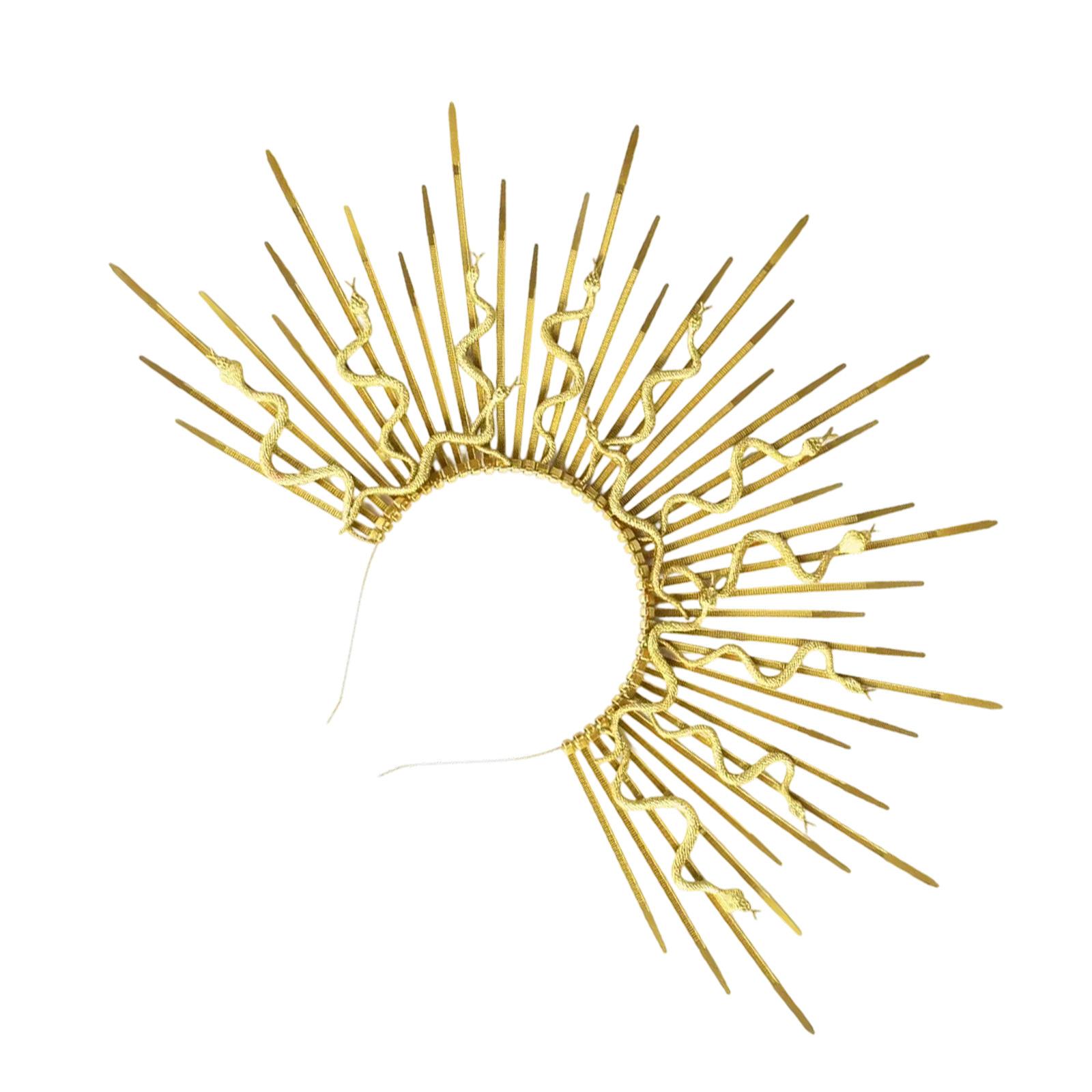 

Панк Ободок Змея Художественный Ободок для Волос с Шипами Готическая Рок Головной Убор для Косплея Аксессуар Головной Убор Медузы золотой