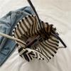 Large Capacity Striped Tote Bag Korean Retro Minimalist Nylon Shoulder Bag for Women Shopping