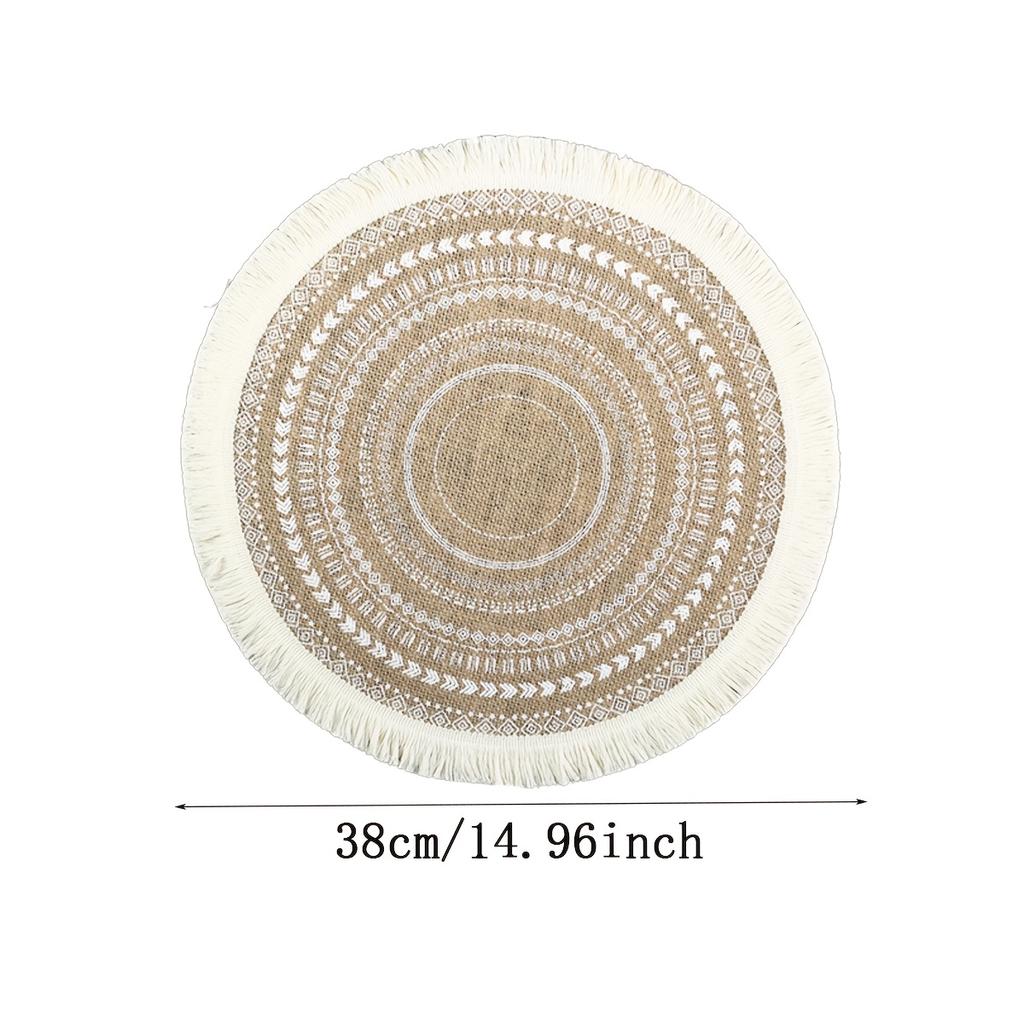 1pc Round Table Placemats with Tassels Bohemian Style Woven Round Tassel Table Restaurant Kitchen Table Decoration
