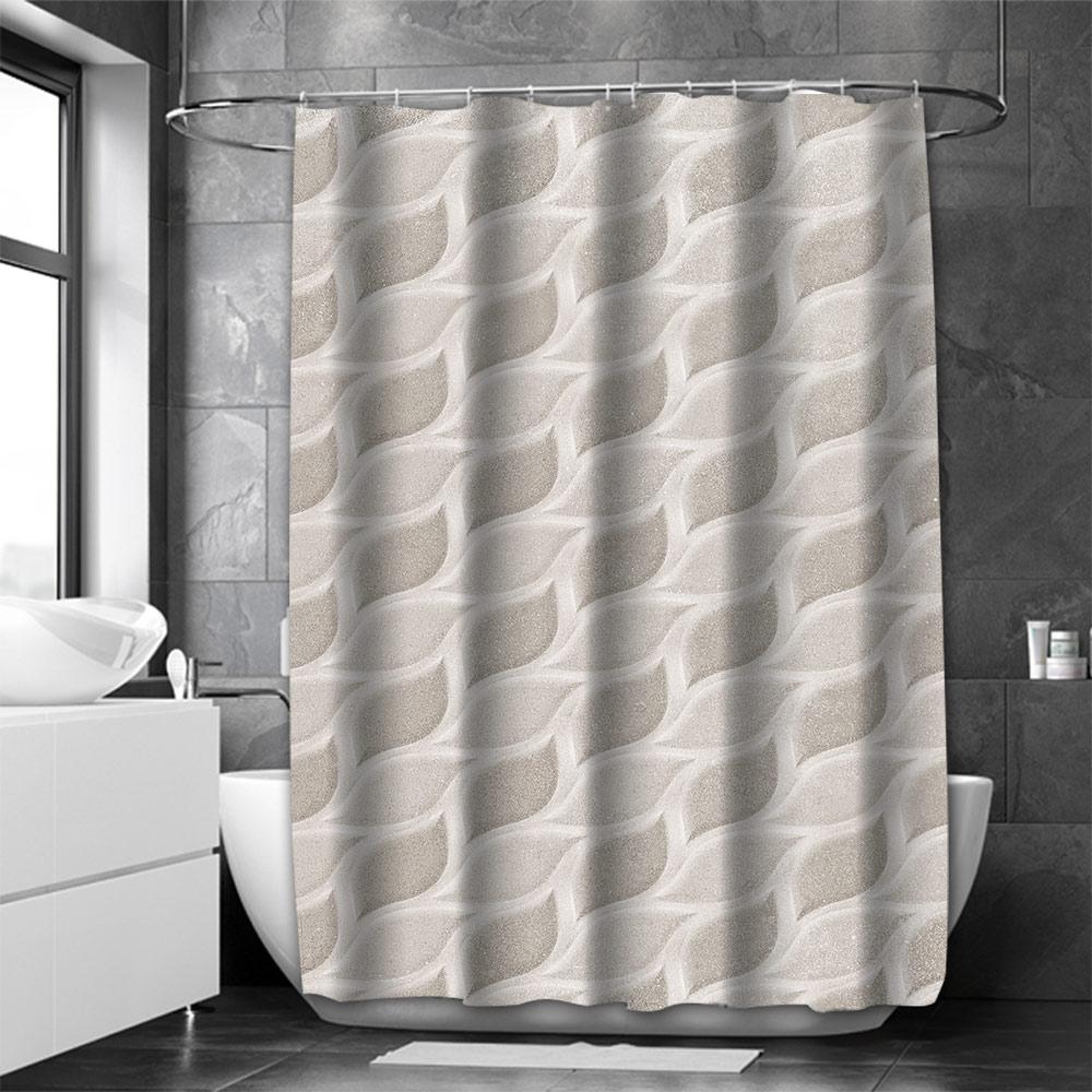 Abstract Geometric Bathing Curtain  Bathroom Nordic Green Leaf  Shower Curtain Waterproof With 12 Hooks Home Deco Free Ship