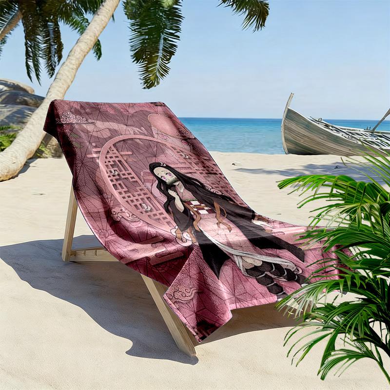 Demon Slayer Print Beach Towel, Large Soft Quick Dry Towel for Beach Camping Swimming