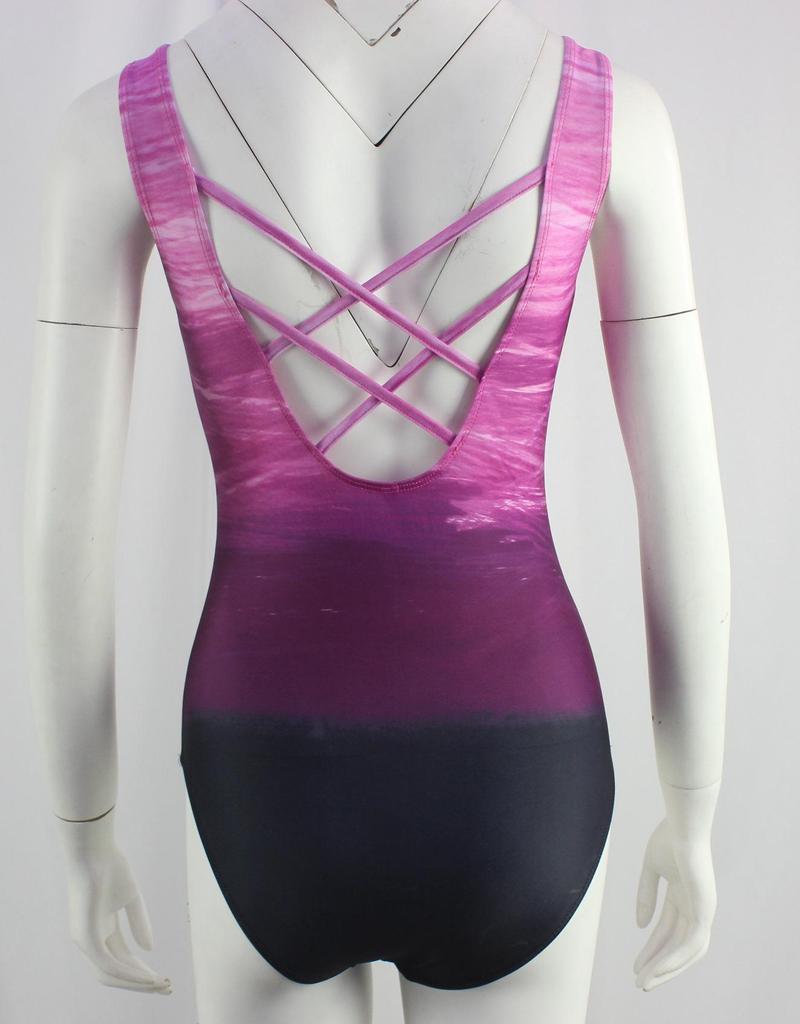 2025 Gradient Print Backless One-Piece Swimsuit for Women