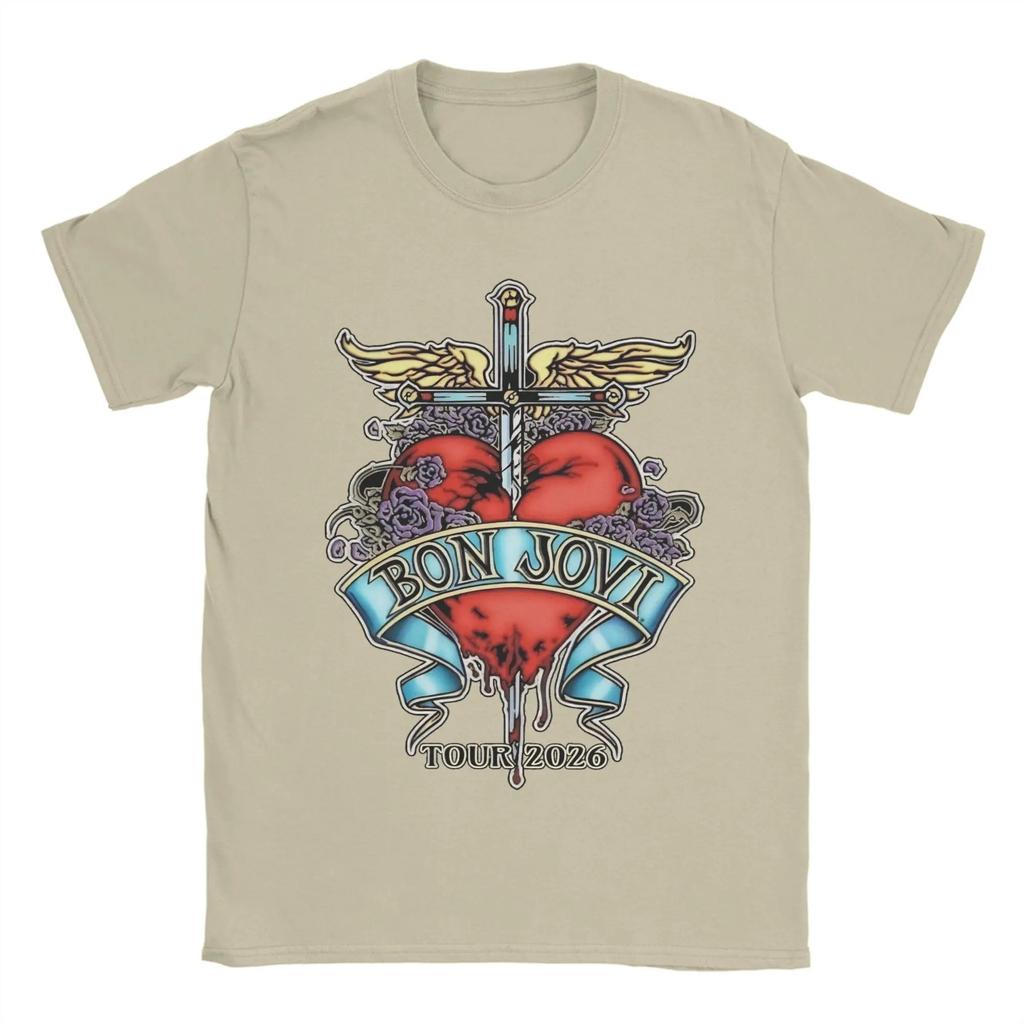 Hard Rock Band Bon Jovi Tour 2026 Poster Print Tshirt Unisexs Unisexs Clothing Streetwear Y2k Fashion Top Cotton Solf Summer Tee