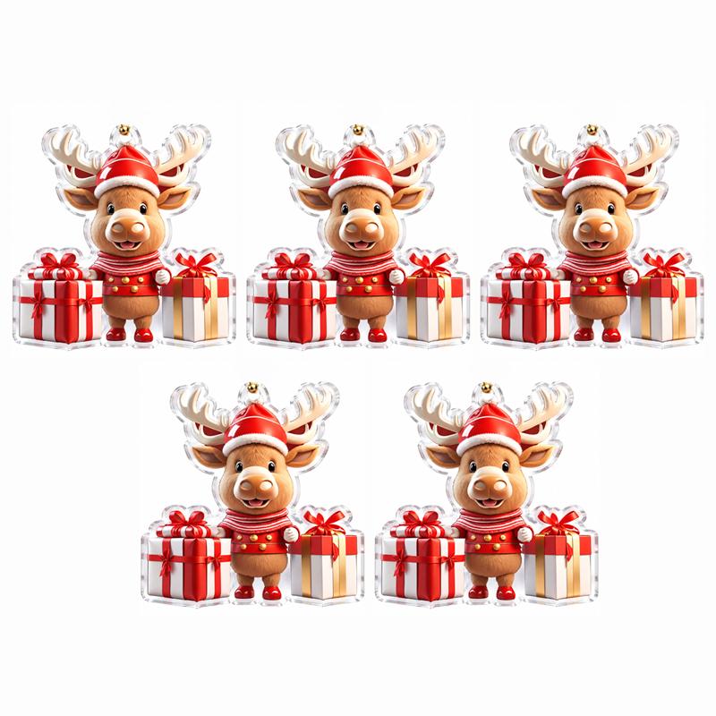 Christmas Tree Hanging Ornaments Acrylic Snowman Santa Elk Pendant Xmas Home Party Decor Holiday Gift Decoration Supplies