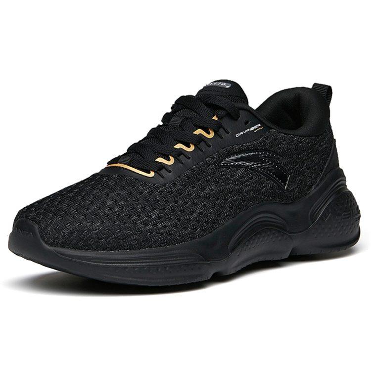 Anta Cushioning Slip Resistant Abrasion Resistant Low Top Running Shoes Men's Black 112145532-2
