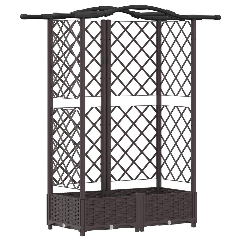 Raised Garden Bed with Trellis and Hanging Roof Brown 124 x 40 x 126 cm PP