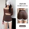 Summer Shark Skin Color Block High-Waist Yoga Pants - Women's Tummy Control Athletic Leggings