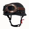 Vintage Leather WWII-style Black Riding Helmet, Unisex Open-face Half Helmet for German Motorcycles, Factory Direct Sales.