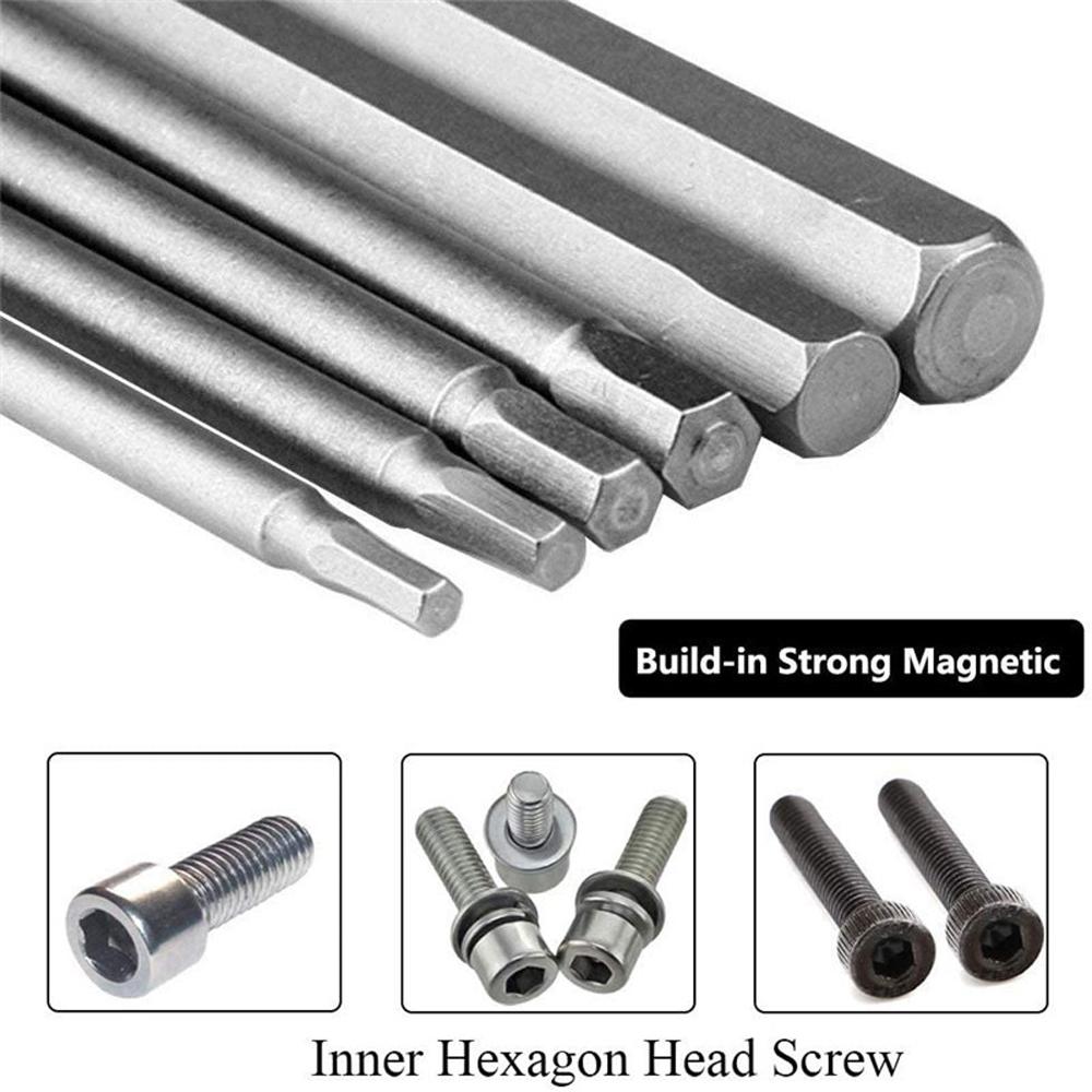 100mm 8pcs Hex Head Allen Wrench Drill Bits Set SAE Metric Allen Electric Hexagonal Bit Screwdriver Socket Bit Power Tool Parts