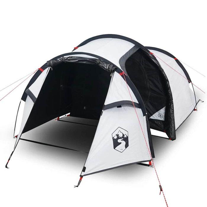 VidaXL 3 Person Camping Tent, Shade Tent with Bag, Portable Awning with Sidewalls for Hiking, White 94389