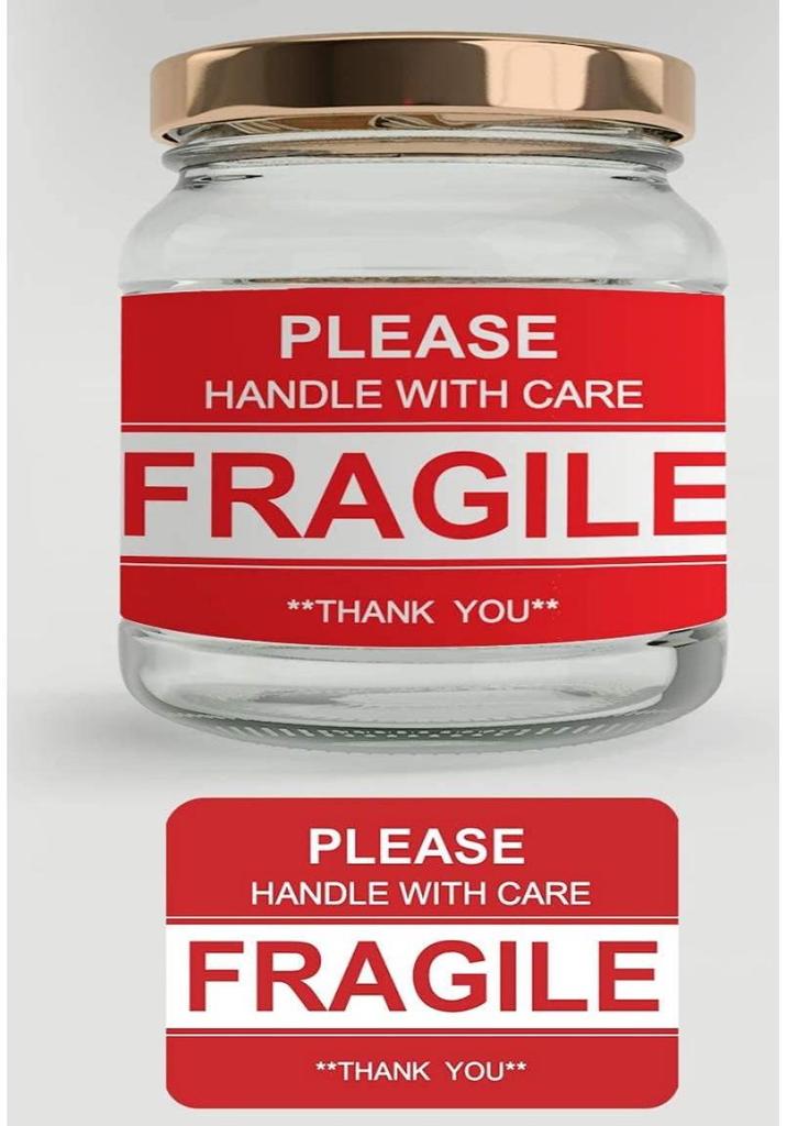 In-Stock Fragile Warning Labels - 3x2 & 4x6 Inches, Handle with Care Adhesive Stickers