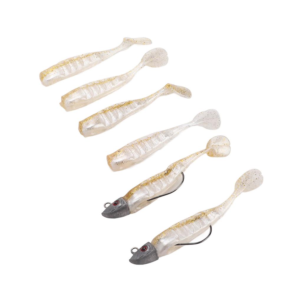 2 Sets Silicone Artificial Fishing Bait with 3D Eyes Soft Fishing Bait for Saltwater FreshwaterGold