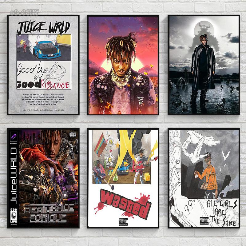 

Хип-хоп певец Juice WRLD обложка альбома плакаты принты Juice Wrld настенная живопись на холсте рэпер портрет настенное искусство фотографии подарки