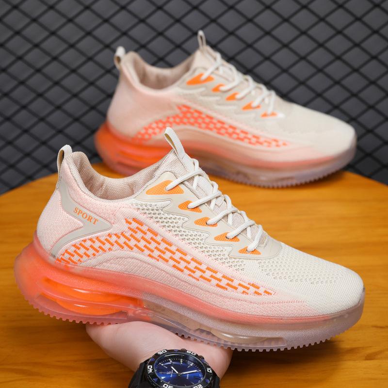 

Men s shoes new candy-colored crystal-soled fly-woven sneakers, teenage students write lightweight and breathable fashion casual shoes 44 помаранчевий