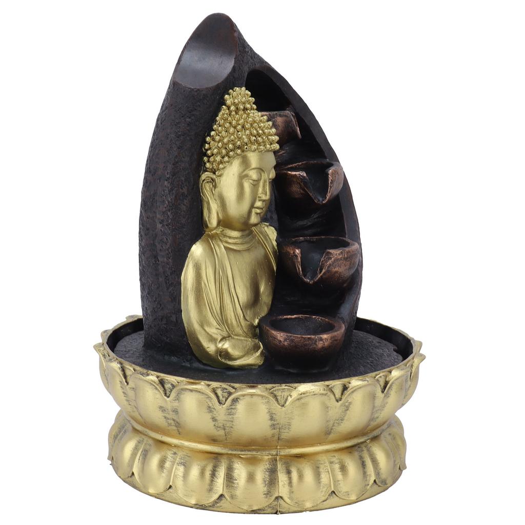 Resin Buddha Statue Water Running Fountain Feng Shui Ornament Indoor Waterscape Craft Home DecorUS