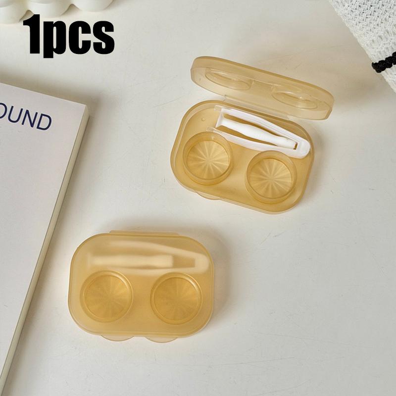 1-5pc Transparent Contact Lens Case Macaron Colors Contacts Storage Box with Tweezers Portable Beauty Pupil Travel Container