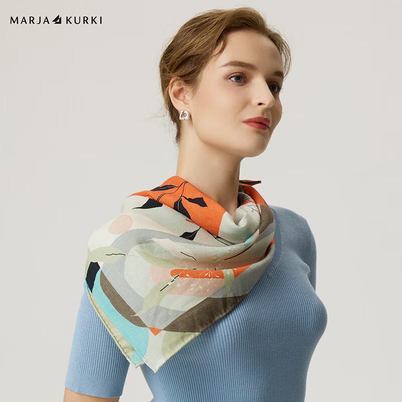 MARJA KURKI Double-Sided Botanical Print Square Scarf