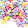 50g Mix of Acrylic Butterfly, Heart, Round Loose Beads for DIY Macaron Color Bracelets & Necklaces.