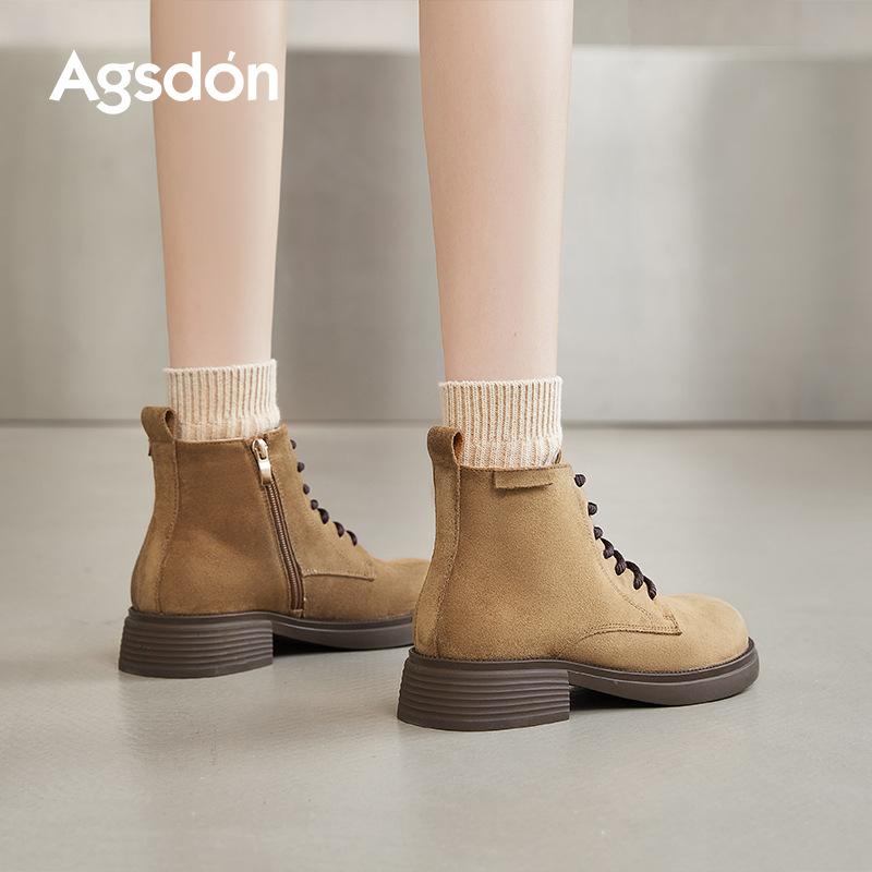 Augustine Martin boots women's 2025 new autumn retro rhubarb boots medium tube British platform soft-soled short boots