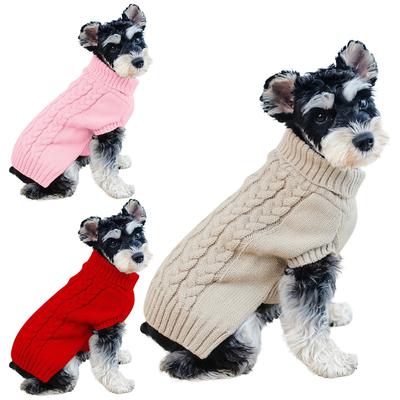 Svetr pro psa Zimní teplý Pletené oblečení pro mazlíčky Klasický rolák Silné teplé oblečení pro malé Chihuahua Bulldog Pug Yorkie