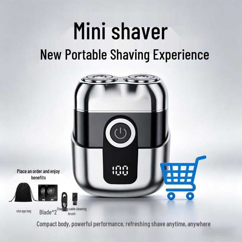 Electric Shaver Charger - Men's Portable Mini Magnetic Razor, Washable Head