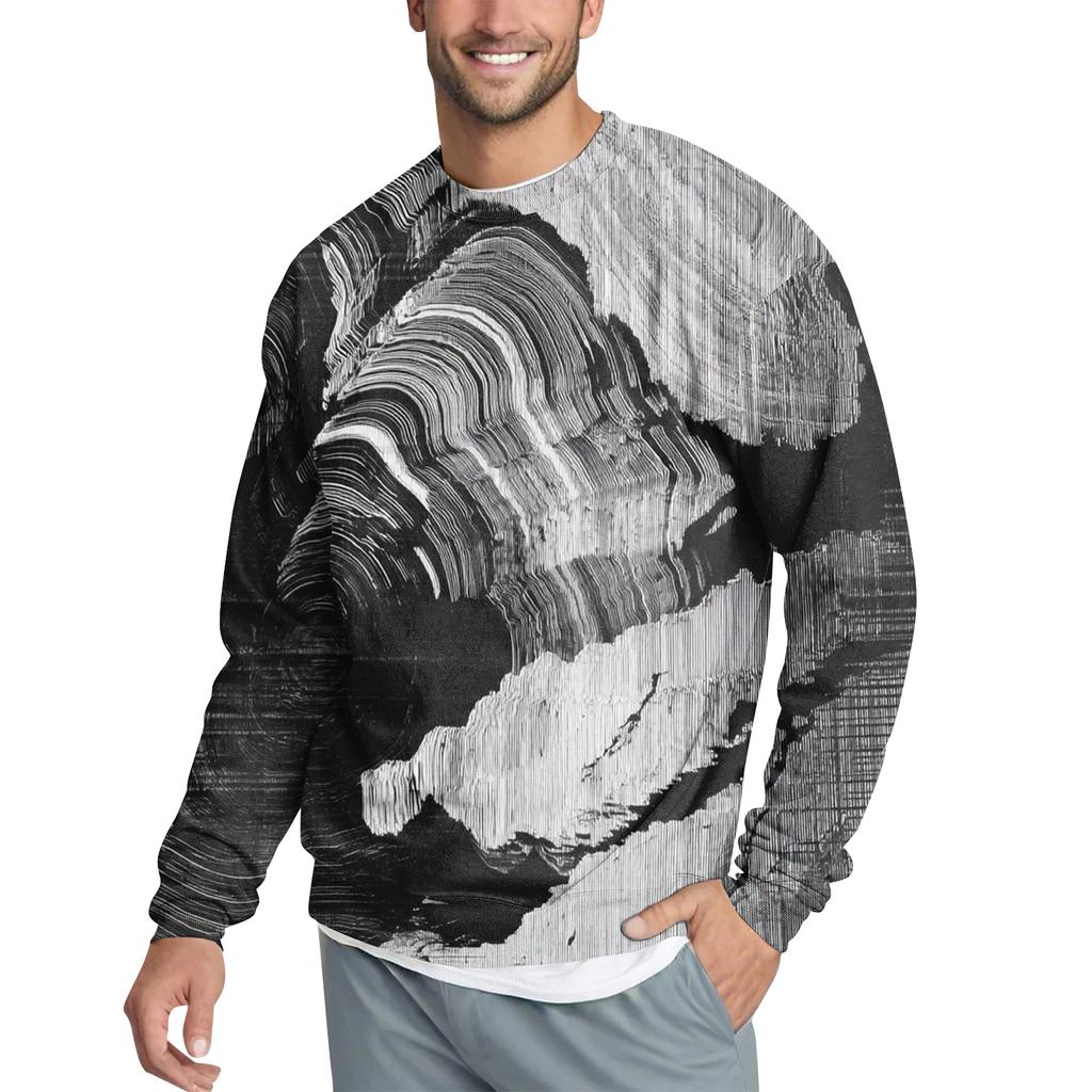 Men's Casual Fashion Printed Round Neck Pullover Sweatshirt