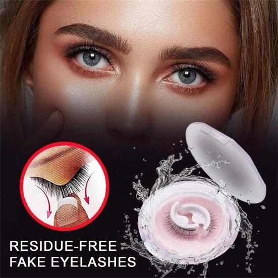 Yousheng 1 Pair Self-adhesive False Eyelashes Reusable Natural Look Wispy Fluffy Handmade Synthetic Fake Lashes Strips Women Eye Makeup Tools
