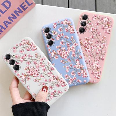 Capa de silicone macia com padrão floral para Samsung A55 M35 S24 Xiaomi Redmi Note 13 Pro 13C iPhone Huawei Honor Realme Capa protetora de câmera à prova de choque