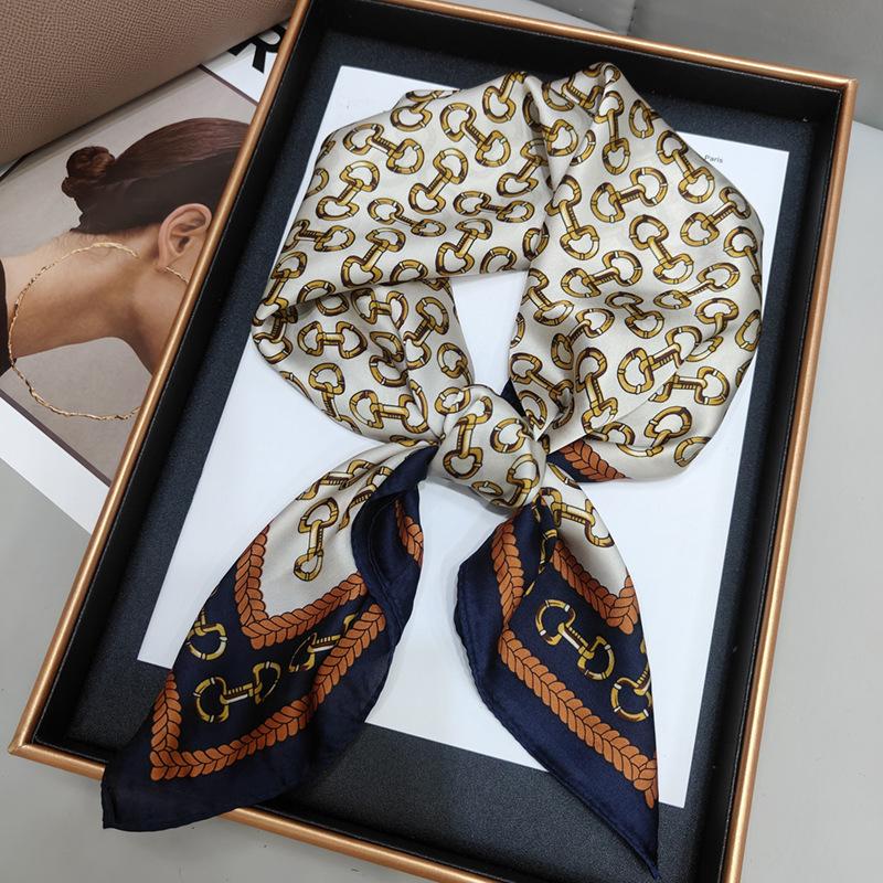New Versatile Imitation Silk with Suit Silk Scarf Fashionable Women's Small Square Silk Scarf French Spring and Autumn Scarf