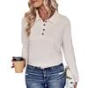 Spring and Autumn Women's Blouse Lapel Solid Color Comfortable Casual Long Sleeve Knit Top