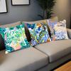 Tropische Blumen Retro Kissenbezug Mode Quadratischer Kissenbezug Schlafzimmer Sofa Raum Ins Dekoration Freizeit