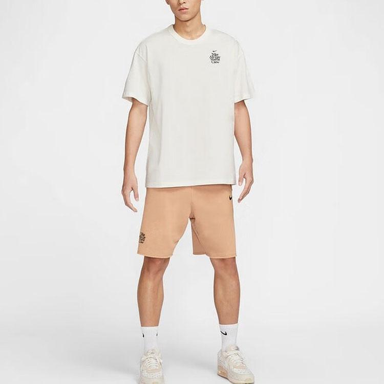 Nike Letter Print Pattern Fashionable Comfortable Casual Sports Knit Round Neck Short Sleeve Drop Shoulder T-Shirt Men Tops White HQ1202-133