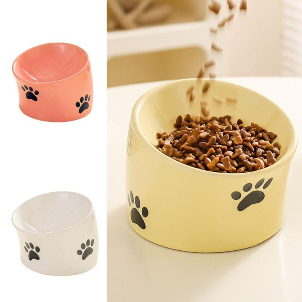 High Feet Cat Food Basin Ceramic Dog Feeder Bowl Against Black Chin Cat Bowl Pet Supplies