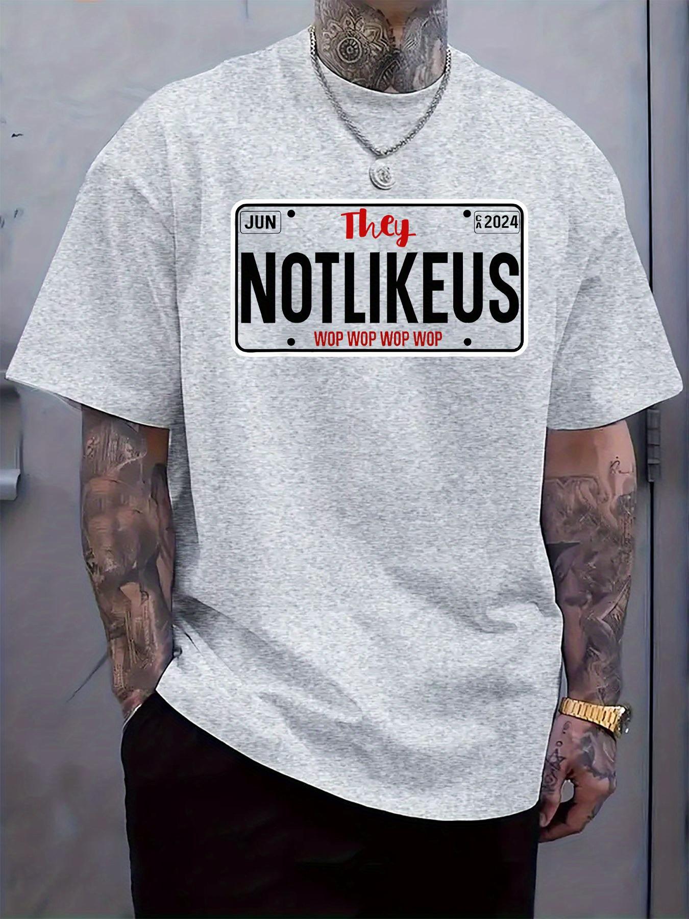 Casual Summer Graphic T-shirt - Fun License Plate Design with  NOT LIKE US  Print L
