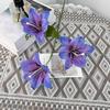 Yousheng Artificial Lily Flower 3 Heads Full Bloom Faux Lily Branch with Leaves Real Touch Fake Lilium Flower for DIY Wedding Bouquet Floral