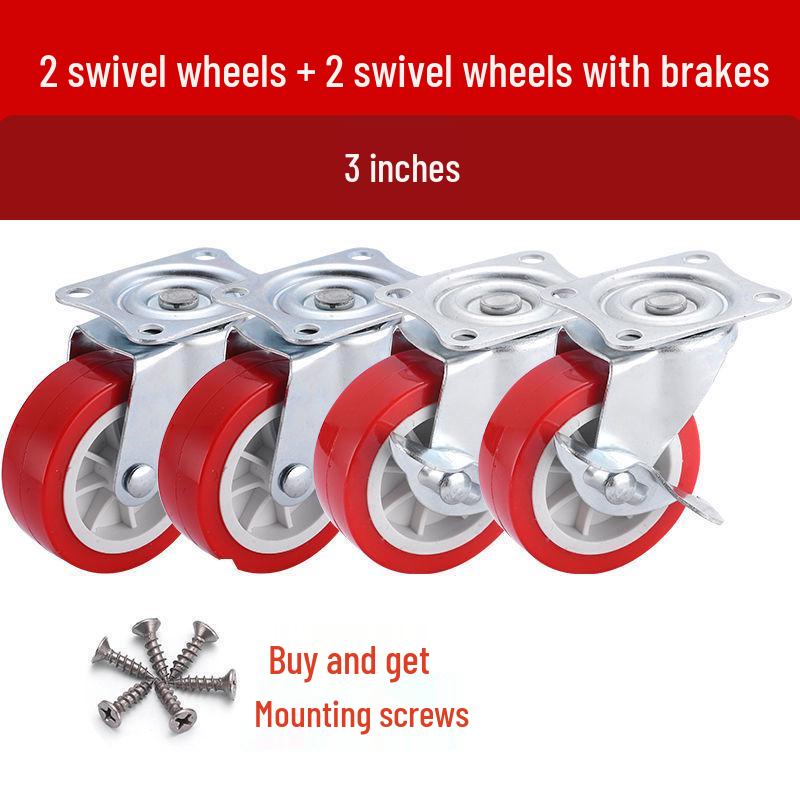 1-3 Inch Silent Swivel Caster Wheels with Brakes for Furniture and Trolleys