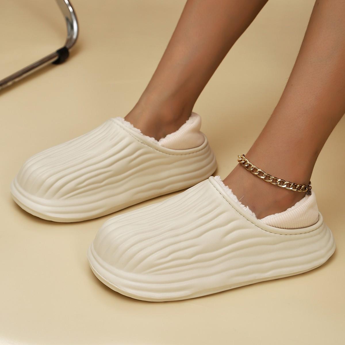 

Зима 2024 года, новые водонепроницаемые и теплые спортивные туфли для женщин, нескользящие домашние туфли из плюша с толстой подошвой, нескользящие туфли 36 бежевый