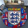 Custom Name,England National Football Team Pattern Round rug,Carpet Rug for Living Room Bedroom Playroom ,Non-slip Floor Mat,Holiday Gifts and Birthda