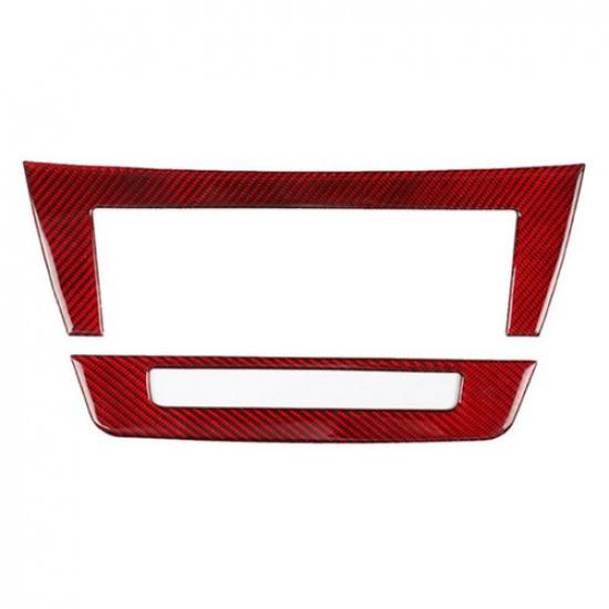 Red Carbon Fiber Central Console CD Cover Trim For Mercedes-Benz W204 11-13
