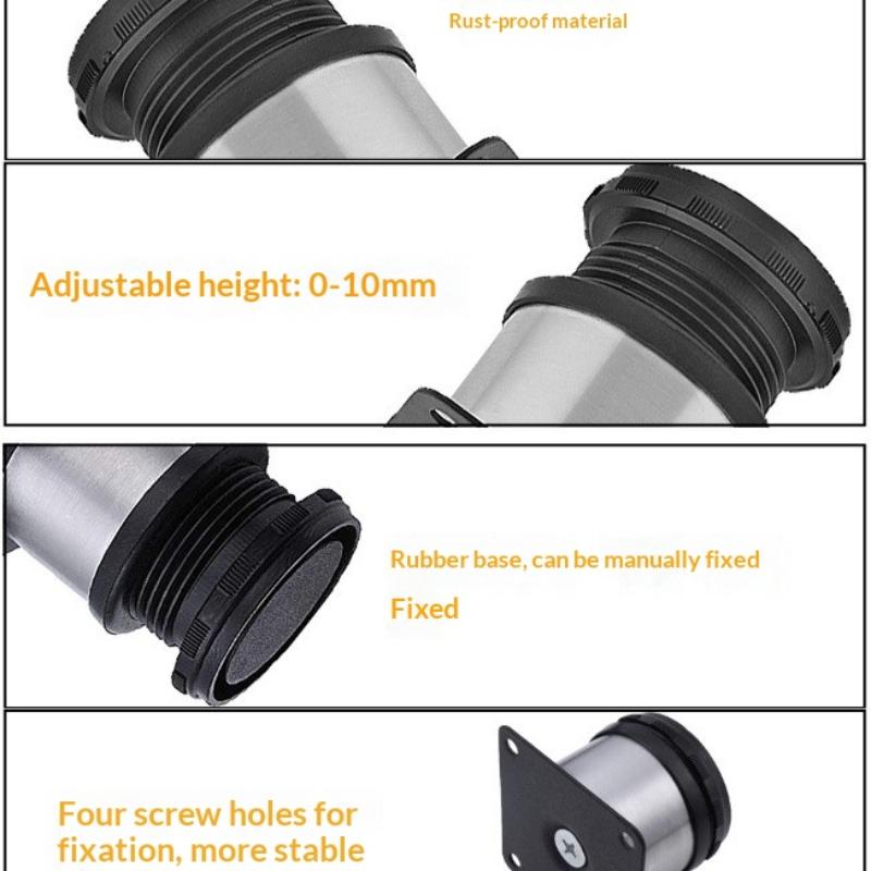 4 Pezzi Gambe Regolabili in Acciaio Inossidabile per Mobili Divano Letto Tavolo Letto Divano Armadio Gambe Metalliche Sostituzione Piede Altezza 5-15Cm Durevole