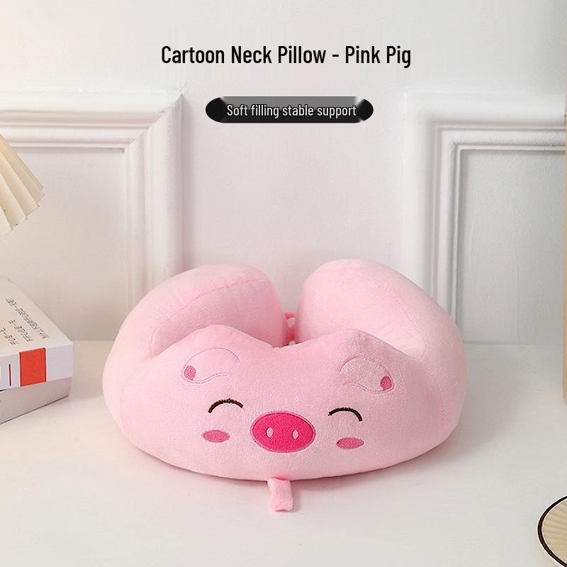 Cartoon Portable U-Shaped Neck Pillow - Foldable & Multifunctional for Travel